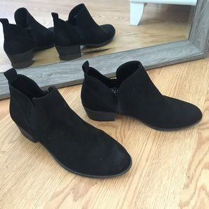 Never worn black suede ankle boots